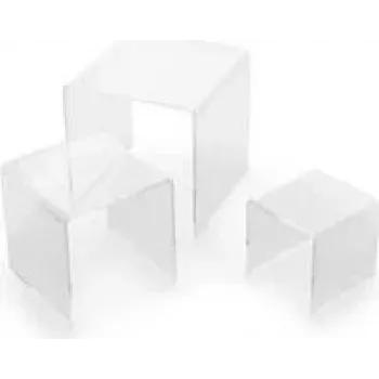 DEFLECTO Square Display Riser Set, Transparent Acrylic, 3 Pieces, Polished Edges, Nestable, Crystal Clear (DB-S3-6)