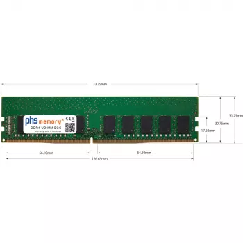 Memorie RAM PHS-memory 8 GB DDR4 ECC UDIMM 3200MHz PC4-25600E pentru Gigabyte B550M DS3H R2 SP580459