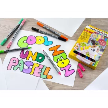 Carioci cu vârf dublu Faber-Castell Eberhard Faber COLORI, 20 de culori asortate, 2,0 mm & 3,0-4,0 mm, cutie de carton 550020