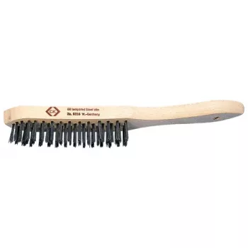 Perie de sârmă C.K Tools cu 4 rânduri, din oțel călit și revenit, cu mâner din lemn (T6238 4)