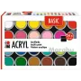 Set vopsele acrilice Marabu BASIC, 24 x 18 ml, pigmentare ridicată, rezistență foarte mare la lumină 1210000000215