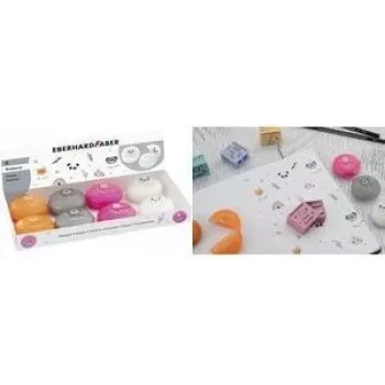 Prezentator cu radiere de plastic în formă de animale Faber-Castell Eberhard Faber, 8 forme de animale diferite pentru creioane grafit și colorate 585419