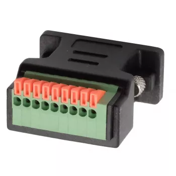 Adaptor EXSYS EX-49110 DB9 tată la bloc de borne cu șurub cu 9 pini cu buton