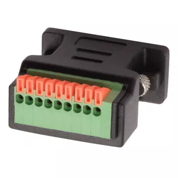 Adaptor EXSYS EX-49111 D-Sub mamă cu 9 pini la bloc de borne cu șurub cu 9 pini cu buton, gri