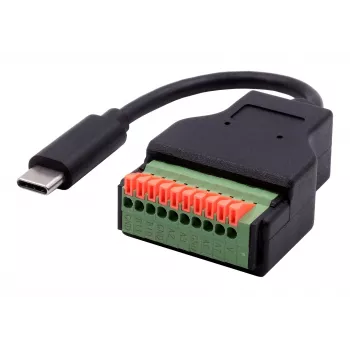 Cablu adaptor EXSYS EX-49125 USB-C tată la bloc de borne cu 10 pini cu buton, 15 cm, USB 3.2 Gen 1