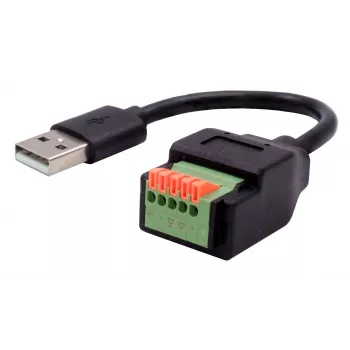 Cablu adaptor EXSYS USB-A tată la bloc de borne 5 pini cu buton, USB 2.0, 15 cm EX-49129