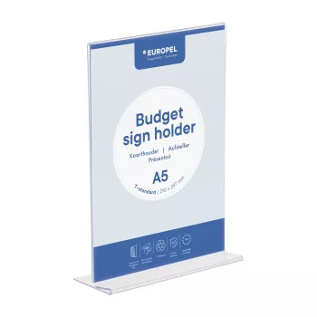 Stand de prezentare de masă EUROPEL Budget DIN A5, față-verso, polistiren, transparent 351006