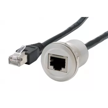 Cablu adaptor pentru montaj în panou EXSYS EX-49184, RJ45 mamă la tată, 30 cm, ecranat, metal