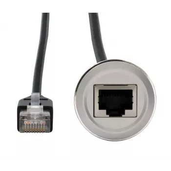 Cablu adaptor pentru montaj în panou EXSYS EX-49184, RJ45 mamă la tată, 30 cm, ecranat, metal
