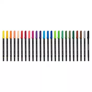 Set de 24 markere cu vârf dublu Faber-Castell Eberhard Faber Artist Color, vârf fin și pensulă, culori asortate 558224
