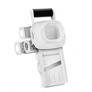 Mandolină răzătoare multifuncțională Metaltex Profi, 5 inserții, alb/negru 194875084
