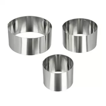 Inele rotunde de gătit din oțel inoxidabil Metaltex, set de 3, argintiu, înălțime 45 mm 204536010