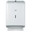 Dispenser de prosoape de mână pliate din metal Tork Elevation, alb, sistem H2, pliere Z/C/V, indicator de reumplere, încuietoare cu cheie, montaj pe perete 208140