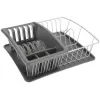 Suport de scurgere pentru vase Metaltex Aquatex PLUS cu tavă de scurgere și suport pentru tacâmuri, argintiu/antracit 325026068