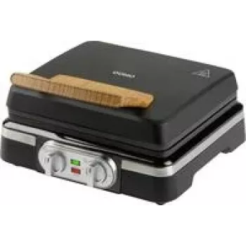 DOMO DO9281W Inky Black Belgian Waffle Maker, 1600 W, Non-Stick, Adjustable Thermostat, Cool-Touch Handle, Vertical Storage