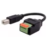 Cablu adaptor EXSYS USB-B tată la bloc de borne 5 pini cu buton, USB 2.0, 15 cm EX-49131