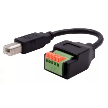 Cablu adaptor EXSYS USB-B tată la bloc de borne 5 pini cu buton, USB 2.0, 15 cm EX-49131