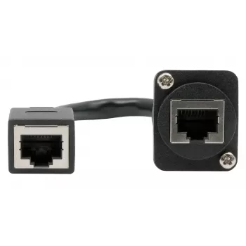 Cuplaj RJ45 mamă la mamă EXSYS de montaj în panou tip D, CAT.5e, 20 cm, ecranat, negru EX-49160