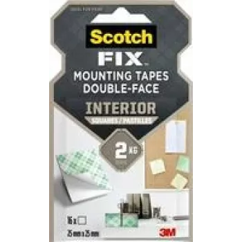 Pătrate de montaj 3M Scotch-Fix pentru interior 25 mm x 25 mm albe (12 buc.) 7100263584