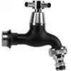 Bradas Water Tap 3/4 inch with Ball Valve, Matte Black Chrome-Plated Brass, 1 Piece (GKK0T3434BK)