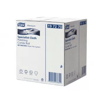 Rolă de lustruire și curățare Tork Premium, 1 strat, alb, 171 m, netesut, pentru distribuitoare W1/W2/W3, 1 rolă (197270)