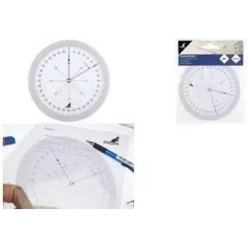 Rigla de curs KANGARO K-4120100, 126 mm, transparentă, gradație 360°, 2 discuri rotative