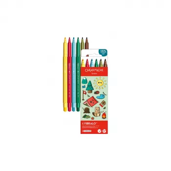 Carioci cu fibră Caran d'Ache Fibralo Kawaii Swiss, set de 6, cerneală pe bază de apă 185.804
