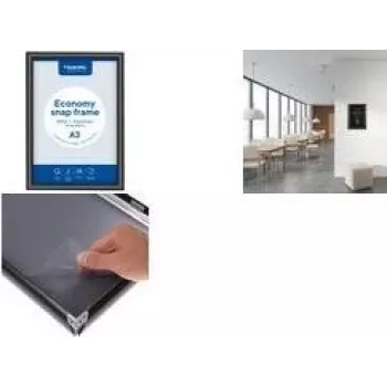 Ramă de poster Economy EUROPEL DIN A4, 25 mm, aluminiu negru anodizat, ramă cu clapetă 355096