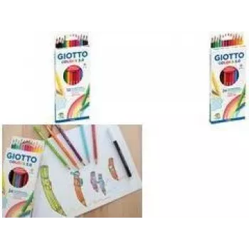 Creioane colorate hexagonale GIOTTO COLORS 3.0, 24 culori asortate, mină 3,0 mm, cutie de carton F276700
