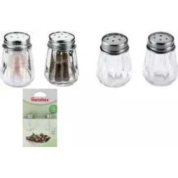 Set de solnițe și pipernițe Metaltex, sticlă / oțel inoxidabil, 2 bucăți, 30 mm x 45 mm 252905080