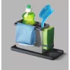 Organizator de chiuvetă Metaltex Tidytex, plastic, gri, 2 suporturi extensibile pentru bureți și lavete 297530109