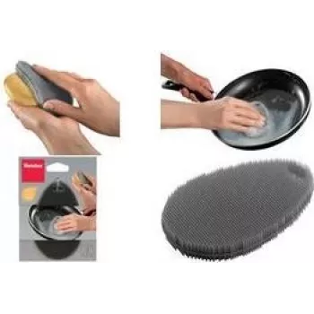 Burete de curățare Metaltex din silicon, oval, gri, flexibil, 1 bucată 297615000