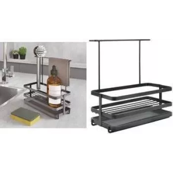 Organizator de chiuvetă Metaltex Tokyo LAVA, negru mat, metal, rezistent la rugină, rezistent la șocuri, 1 bucată 352902000