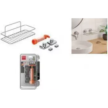 Raft de perete Metaltex Reflex Luxy Vacuum-Fix argintiu, 1 nivel 403329000