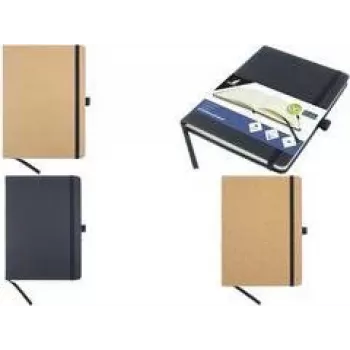 Caiet A5 cu pătrățele KANGARO, 96 file, copertă rigidă din PU neagră, hârtie chamois 80 g/m² K-552641