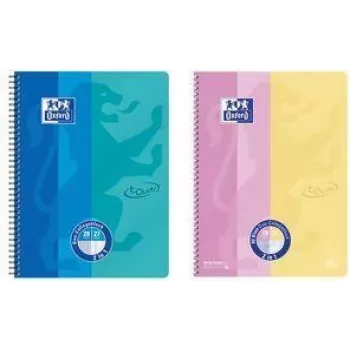 Bloc de colegiu Oxford DUO Touch A4+ roz/galben - 80 file liniate cu copertă soft-touch 400207175