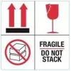 Etichete de avertizare RILLPRINT 76930 FRAGILE / DO NOT STACK, adeziv permanent, hârtie, alb/roșu/negru, 100 x 50 mm, 500 etichete pe rolă
