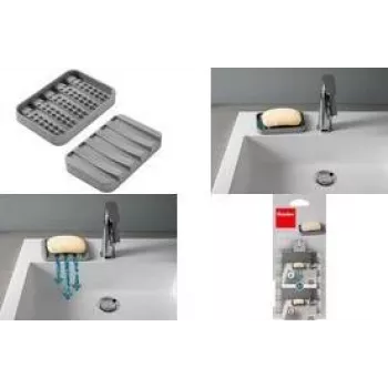 Suport pentru săpun Metaltex Gravity-Soap, gri, PEVA/EVA, reversibil, 1 bucată 297019000