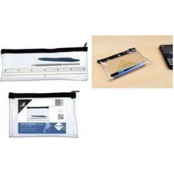 Penar transparent KANGARO K-56201, 330 x 125 mm, închidere cu fermoar, PVC