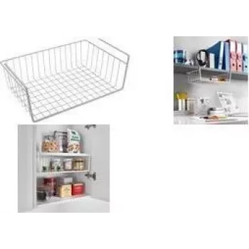 Coș suspendat sub raft Metaltex Babatex, metal acoperit cu plastic, alb, 300 x 260 x 140 mm 363830014