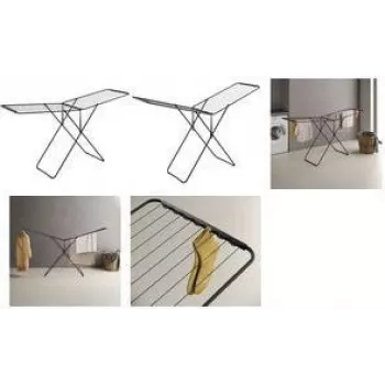 Uscător de rufe cu aripi Metaltex Horizon ONYX, suprafață de uscare 20 m, oțel negru cu acoperire epoxidică, pliabil, grătare duble reglabile 407940000
