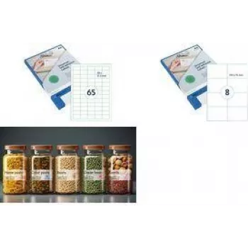 RILLPRINT 83205 Universal Transparent Self-Adhesive Labels 63.5 x 38.1 mm, 21 per A4 Sheet, 525 Total, for Inkjet, Laser, Color Laser