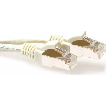 Cablu patch S/FTP CAT6A ACT 0,5 m ivory, cu protecție anti-agățare a clemei, cu conectori RJ45 FB6000