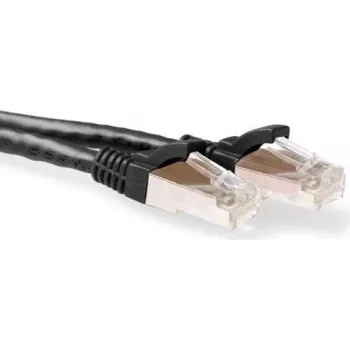 Cablu patch ACT FB7910 negru 10 m LSZH S/FTP CAT6A cu protecție anti-agățare a clemei
