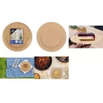 Farfurie rotundă din carton KANGARO K-157402, 230 mm, maro, 1 bucată