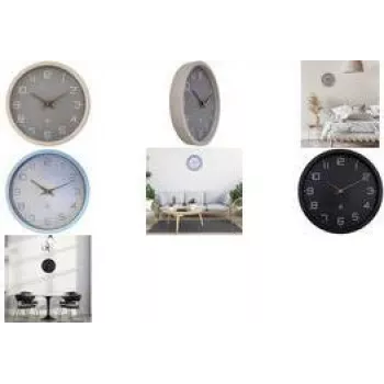 Ceas de perete cu cuarț NEXTIME NXT ECO 300 mm cadran negru carcasă gri cifre albe 7373ZW