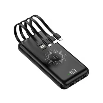 MRDISC PB-LEOsmart 10000mAh Wireless Power Bank with Integrated Cables, PD22.5W Fast Charge, 15W Wireless Output, Black