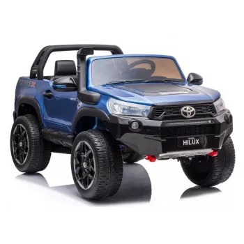 LEAN CARS Toyota Hilux DK-HL850 Mașină electrică pentru copii, lăcuită albastru, 4x4, 2 locuri, telecomandă, lumini LED, MP3, Bluetooth