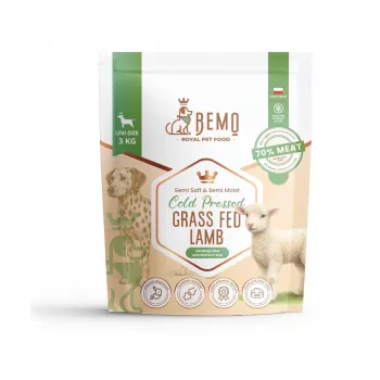 Hrană uscată pentru câini presată la rece BEMO cu miel din pășune - 3kg