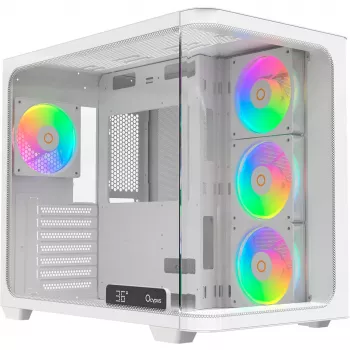 Carcasă PC Mid-Tower Ocypus Iota C70 Curve ARGB Digital White cu sticlă panoramică 270°
